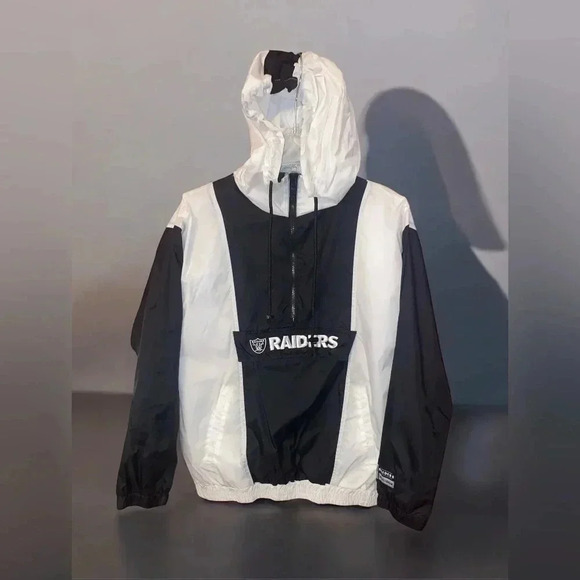 NFL Team Apparel Las Vegas Raiders Small Half Zip Pullover Hoodie Windbreaker - Picture 3 of 6